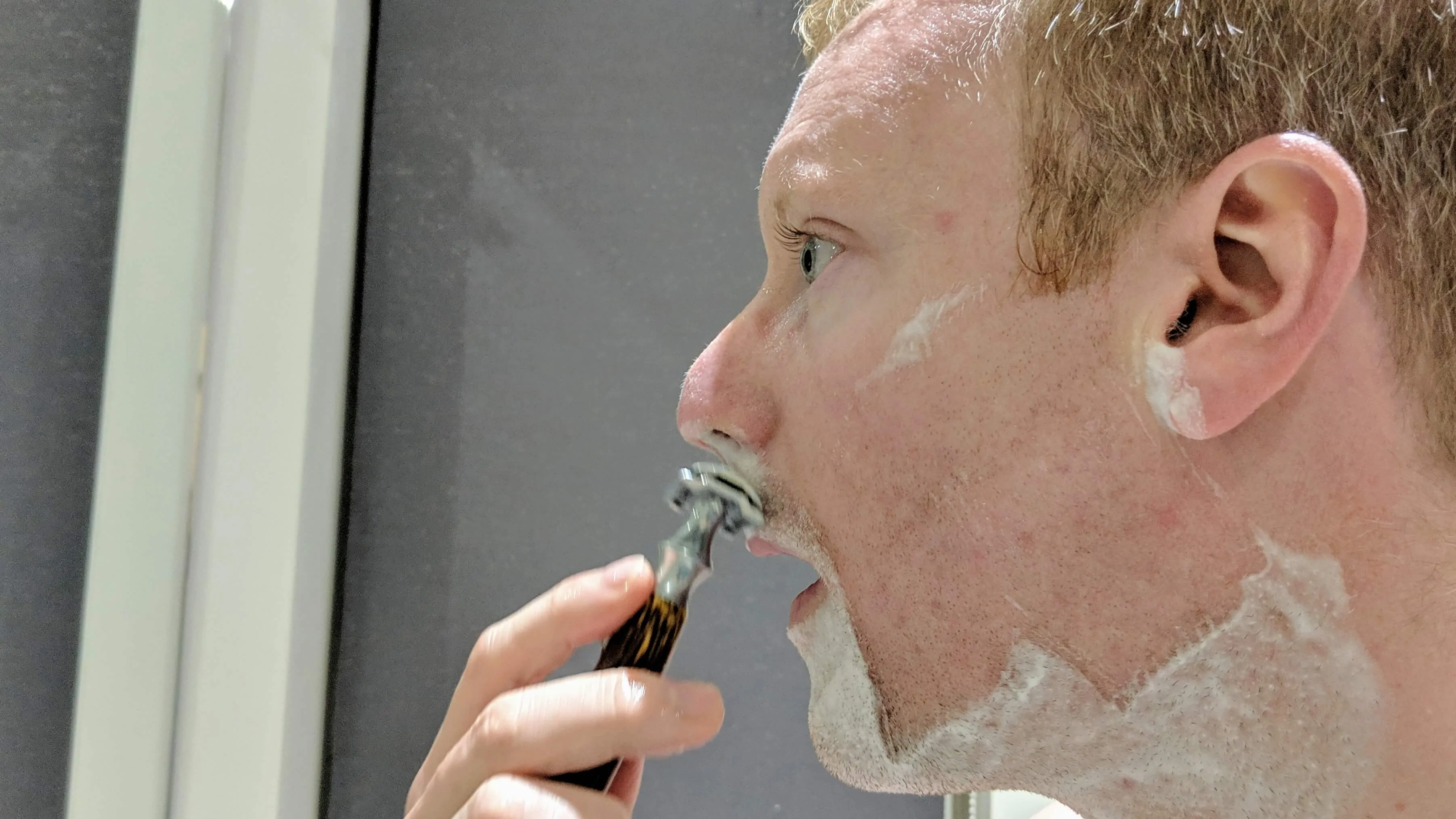 Shaving the upper lip carefully