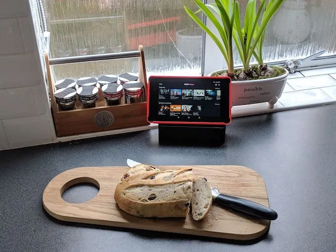 Tablet used as a kitchen TV
