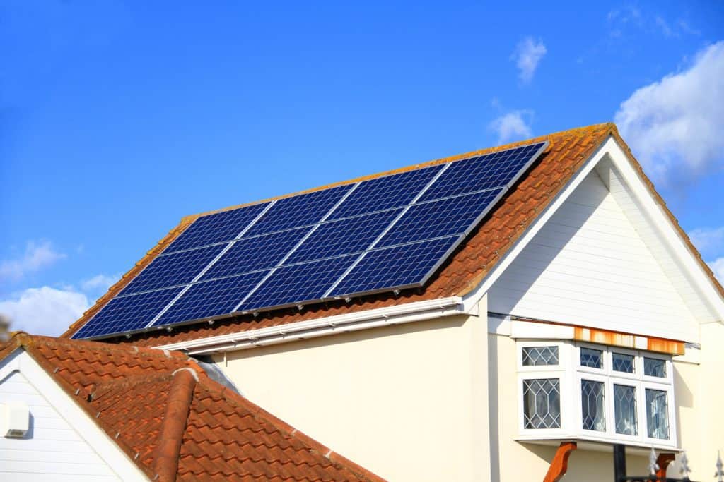 Solar panels on the roof of a house