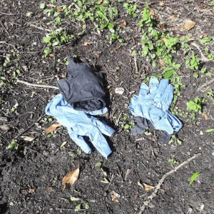 Discarded PPE litter