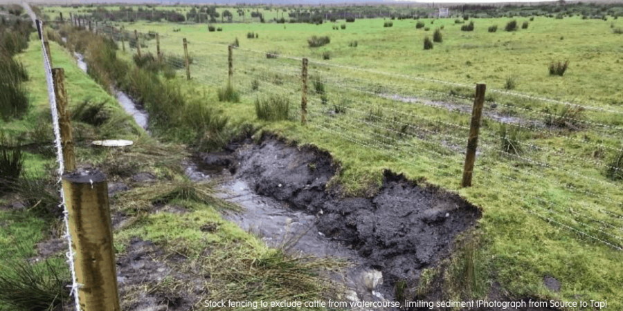 Source to Tap - Livestock fencing to exclude cattle from watercourse, limiting sediment